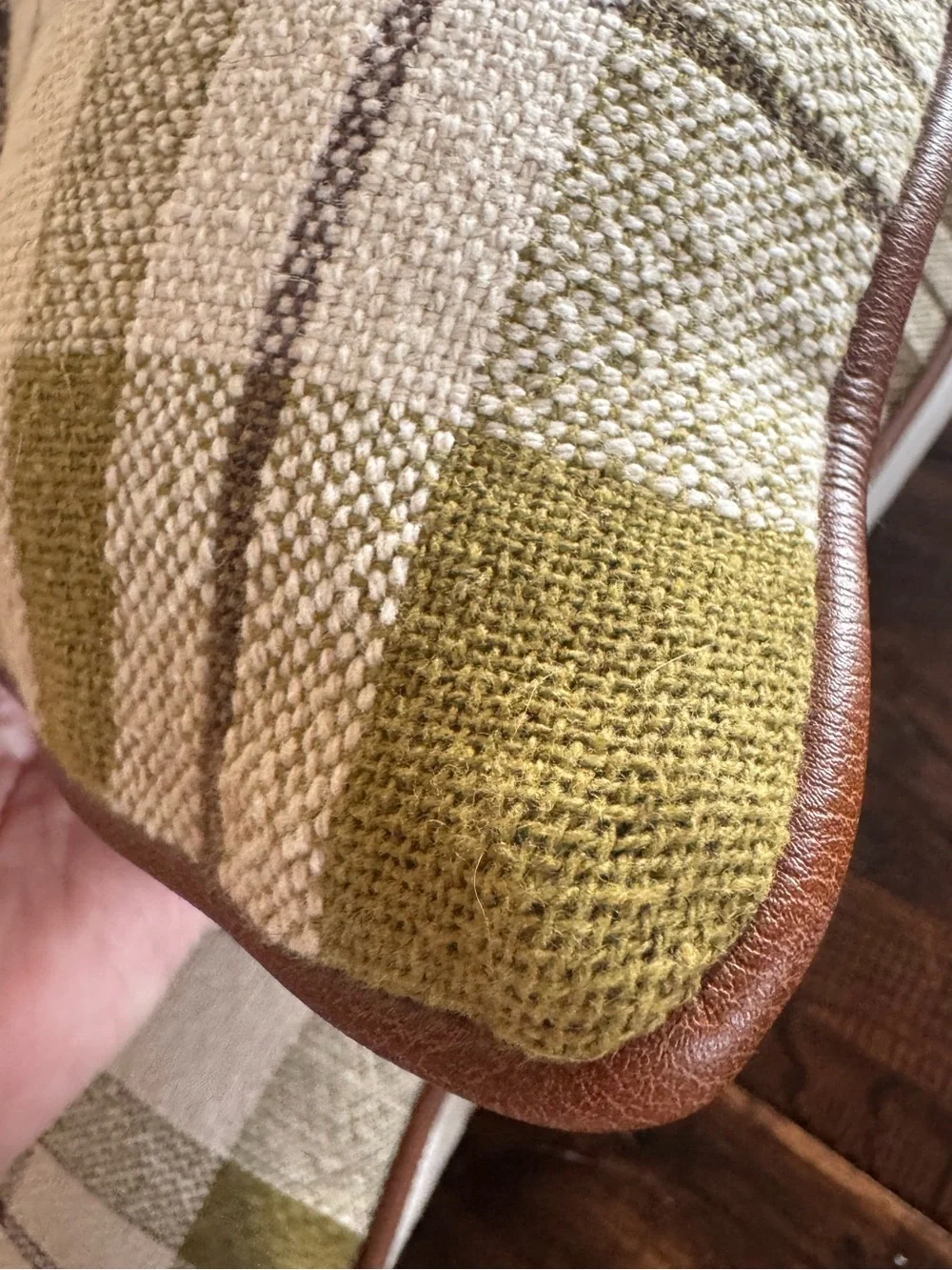 Hearth & Hand Plaid Throw Pillow Pair in Brown Beige and Olive Green